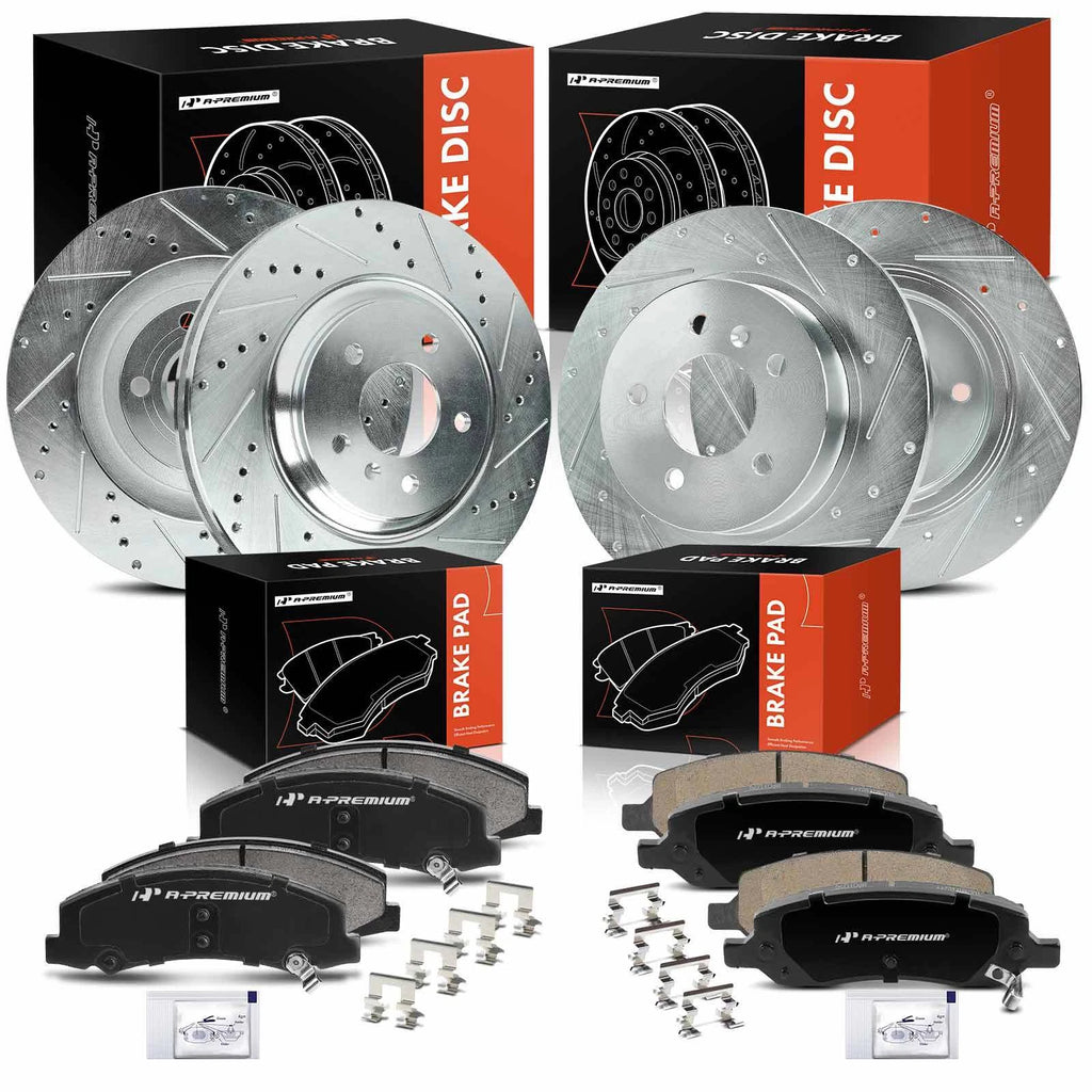 Set of 4 Drilled Brake Rotors & Ceramic Pads for Buick Cadillac 
