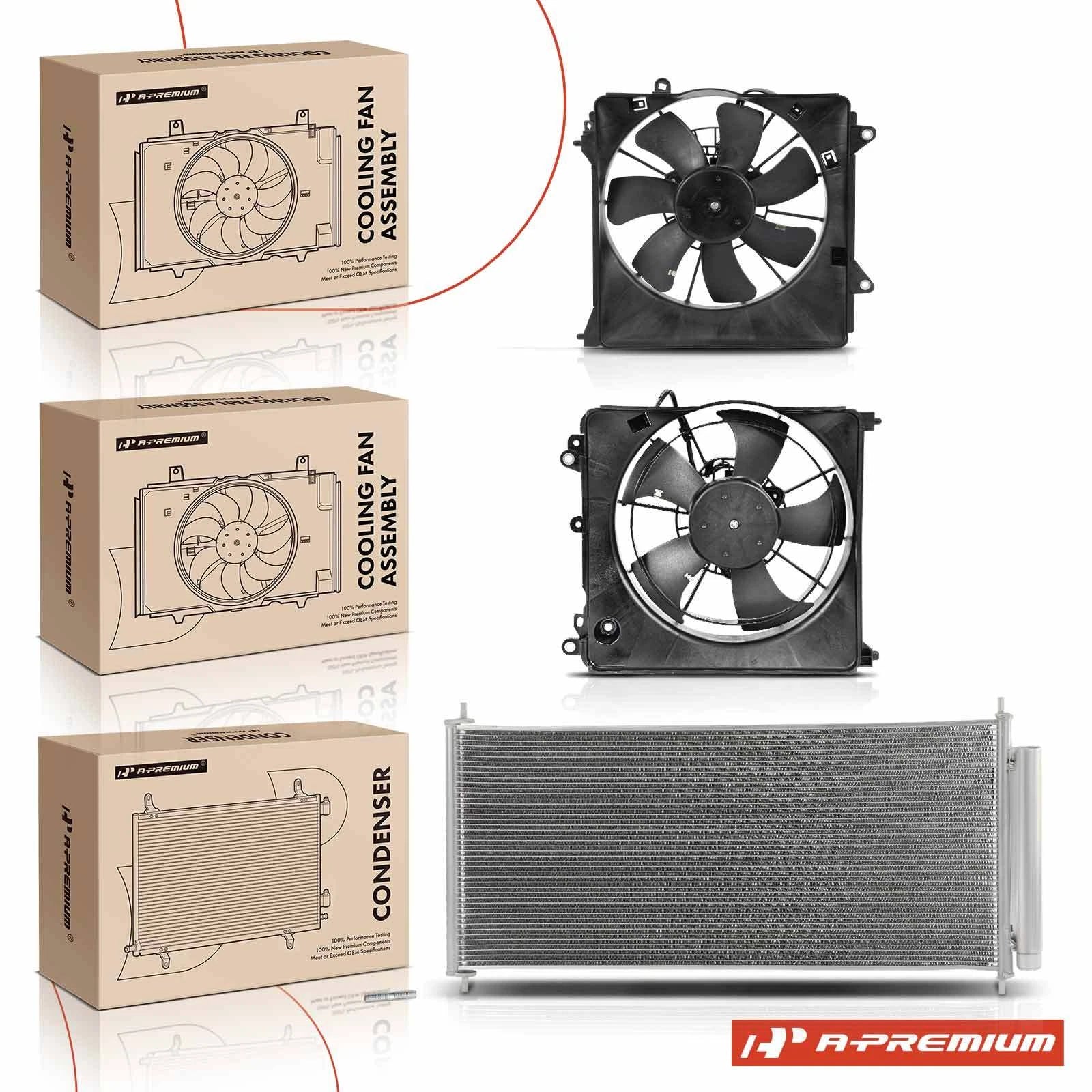 3X A/C Condenser & Cooling Fan Assembly for Honda Insight (2010–2014)