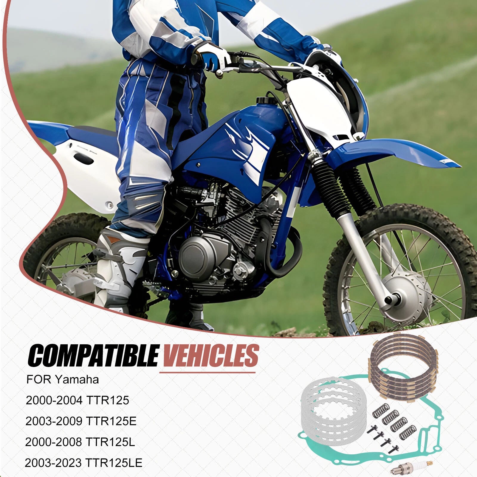 Heavy Duty Clutch Kit w/Gasket for Yamaha TTR125 (2000–2023)