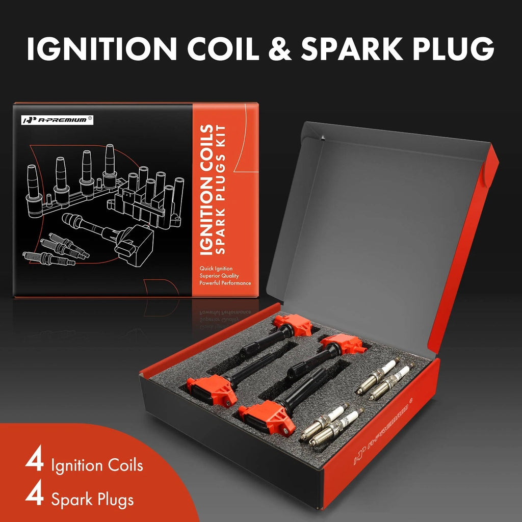 Set of 4 Ignition Coils & Iridium Spark Plugs for Subaru Outback (2013–2014)