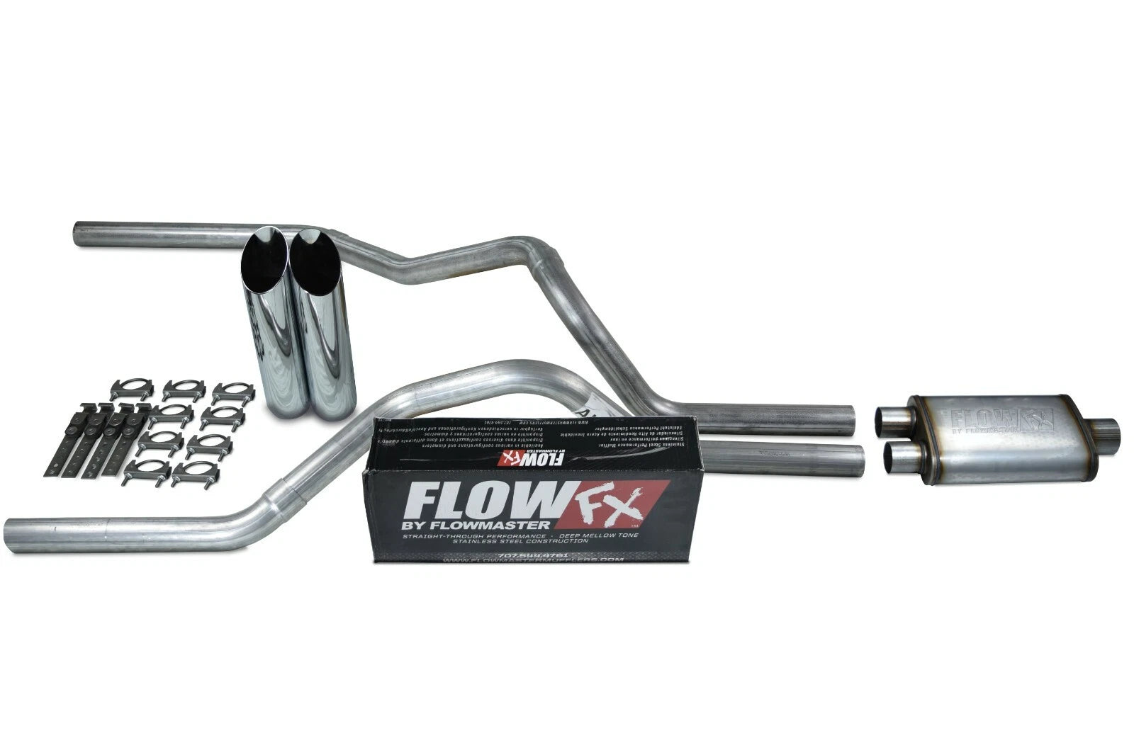 2.5" Dual Exhaust Kit for Ford F150 (2015–2020) Flowmaster Flow FX Slash Tip