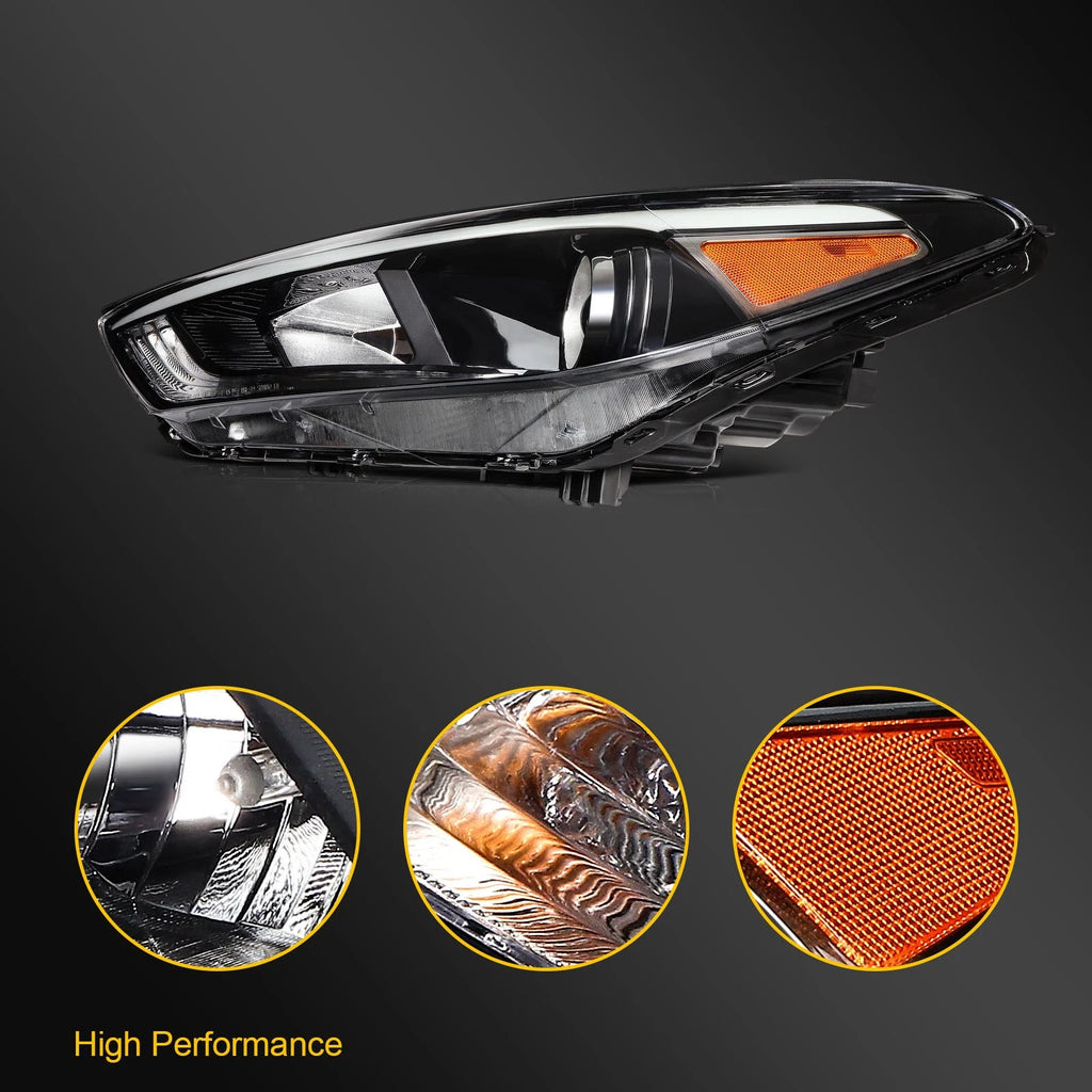 Headlight Assembly for Hyundai Tucson (2016–2018) Left Side with Bulbs