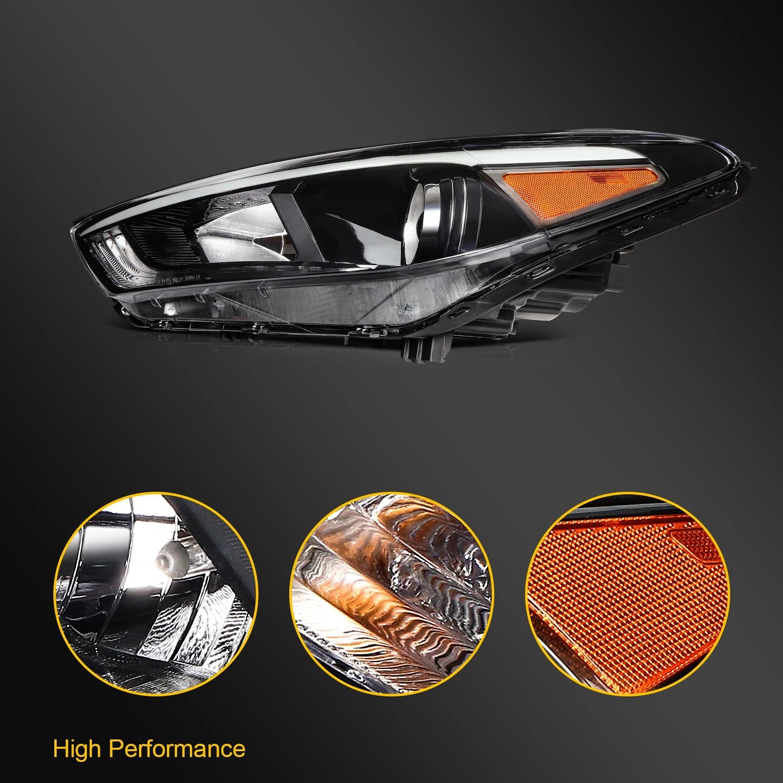 Headlight Assembly for Hyundai Tucson (2016–2018) Left Side with Bulbs