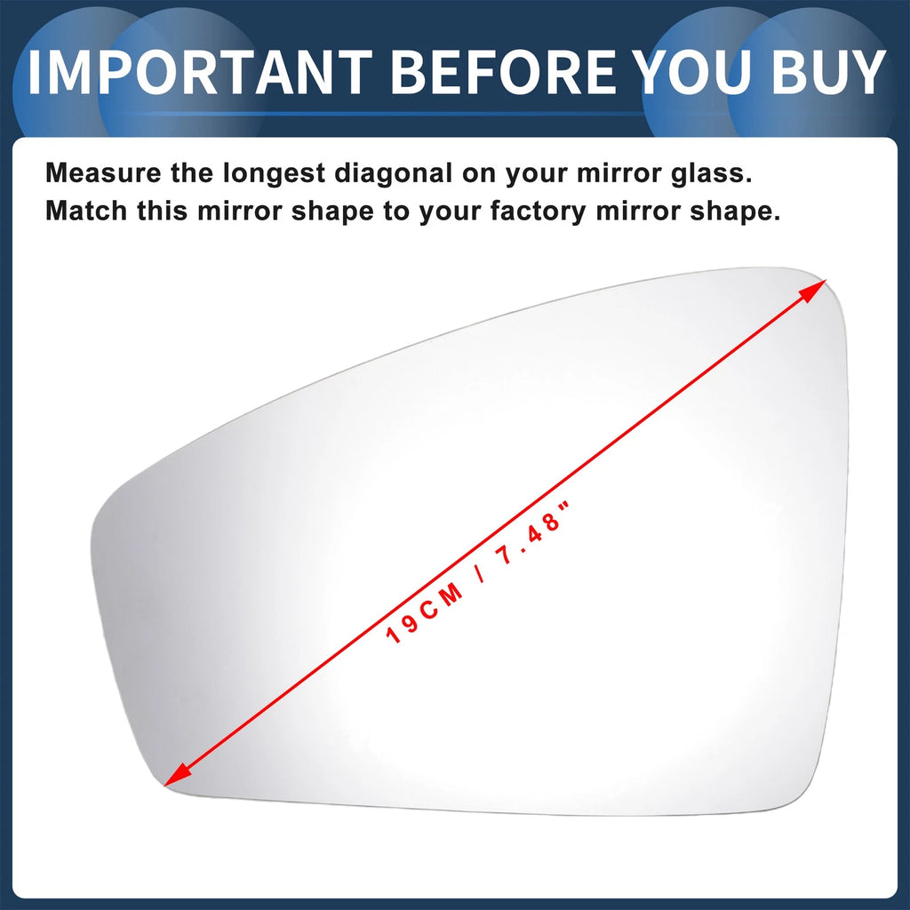 Left Side Heated White Mirror Glass for Volkswagen Tiguan (2016–2021)