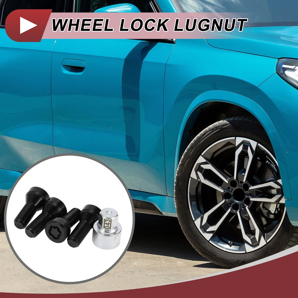 Set of 4 Wheel Lock Lug Nuts 043 with M141.25 Key Socket for BMW 