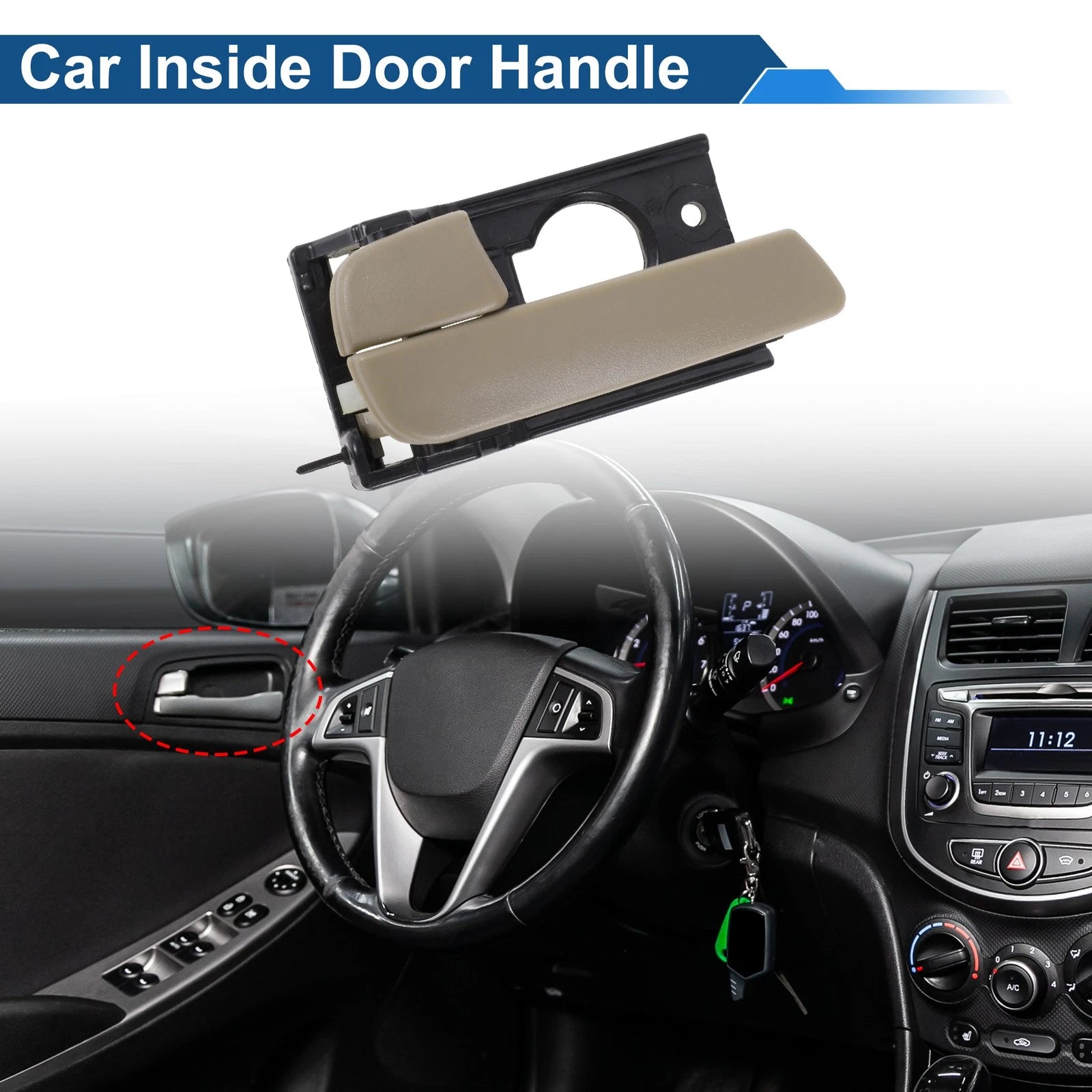 Rear Left Passenger Side Interior Door Handle for Kia Rio (2012–2017) No. 836101G000