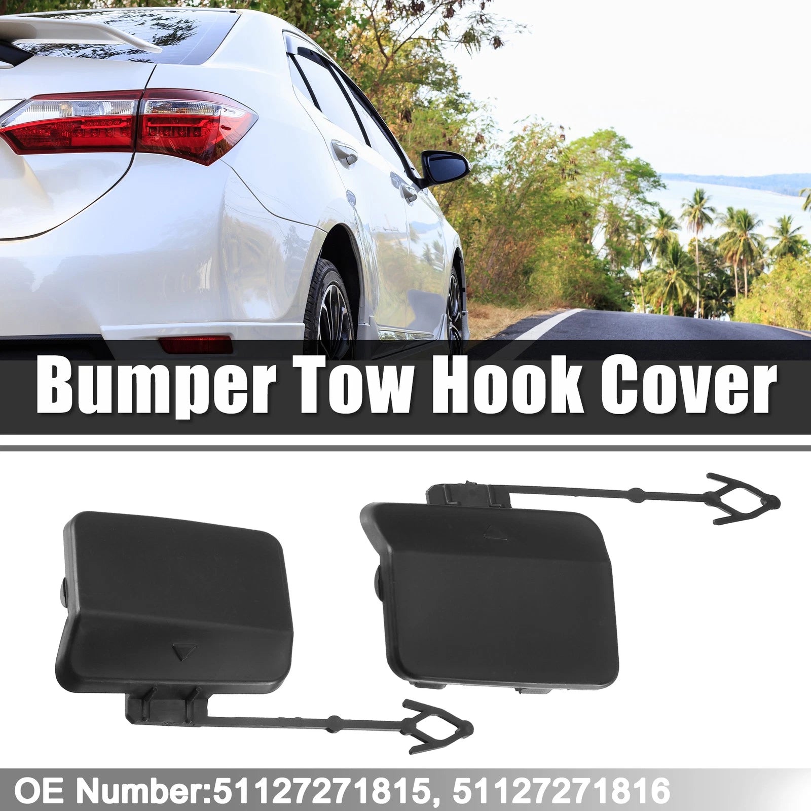Pair Tow Eye Hook Caps for BMW X5 (2000–2006) Black