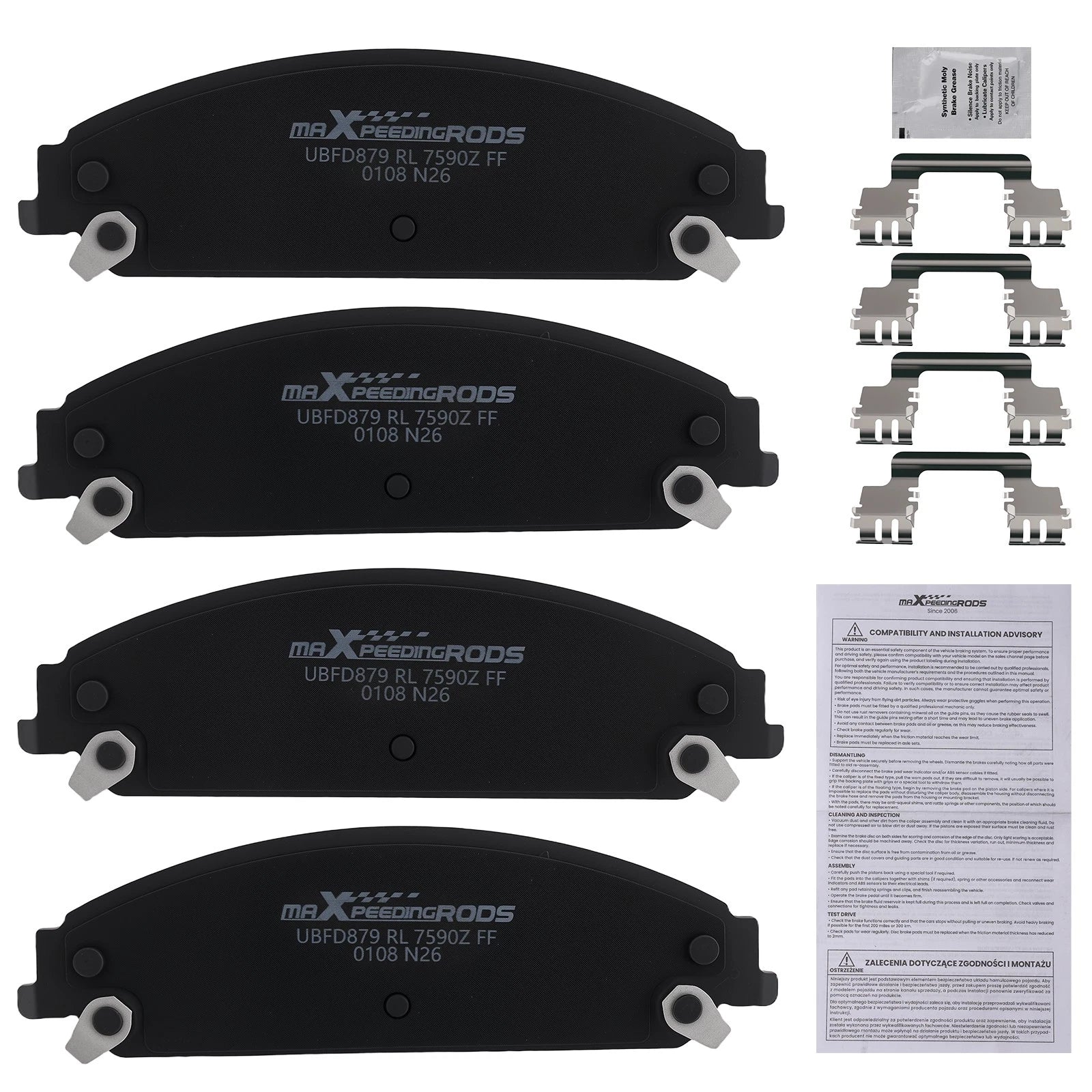 Front Ceramic Brake Pads Kit for Chrysler 200 300 Dodge Caliber Challenger (2011–2019) D1058