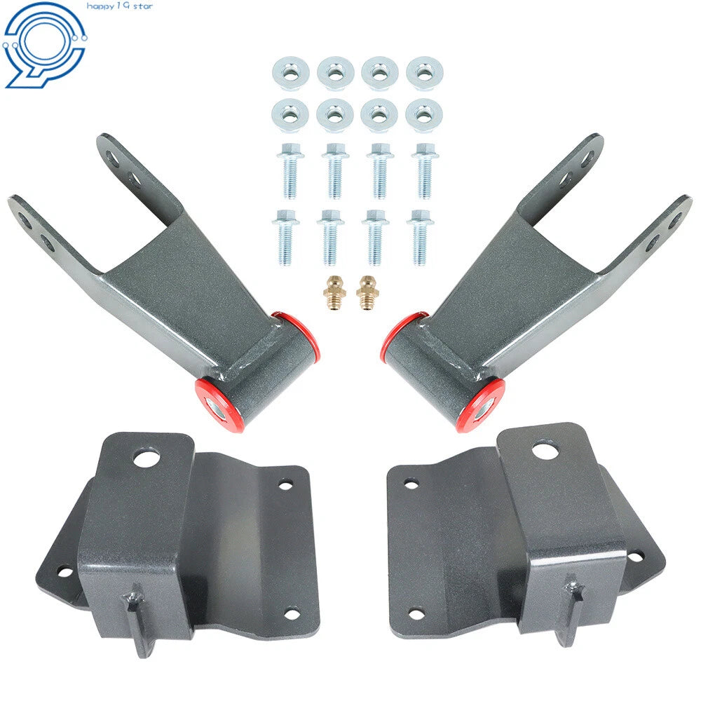 4" Drop Kit Rear Shackles & Hangers for Chevy Silverado 1500 GMC Sierra (1999–2006)