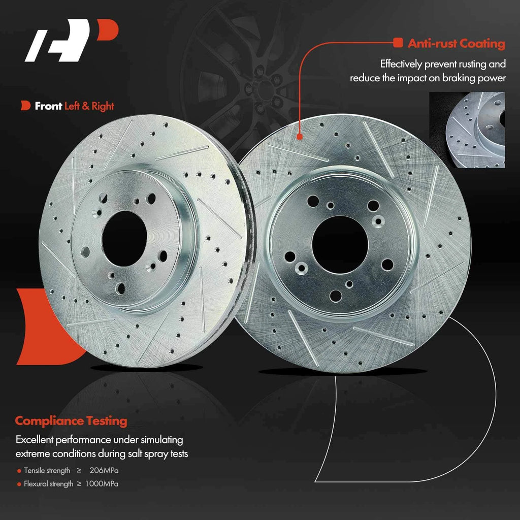 Set of 6 Drilled Brake Rotors & Ceramic Pads for Honda Accord HR-V
