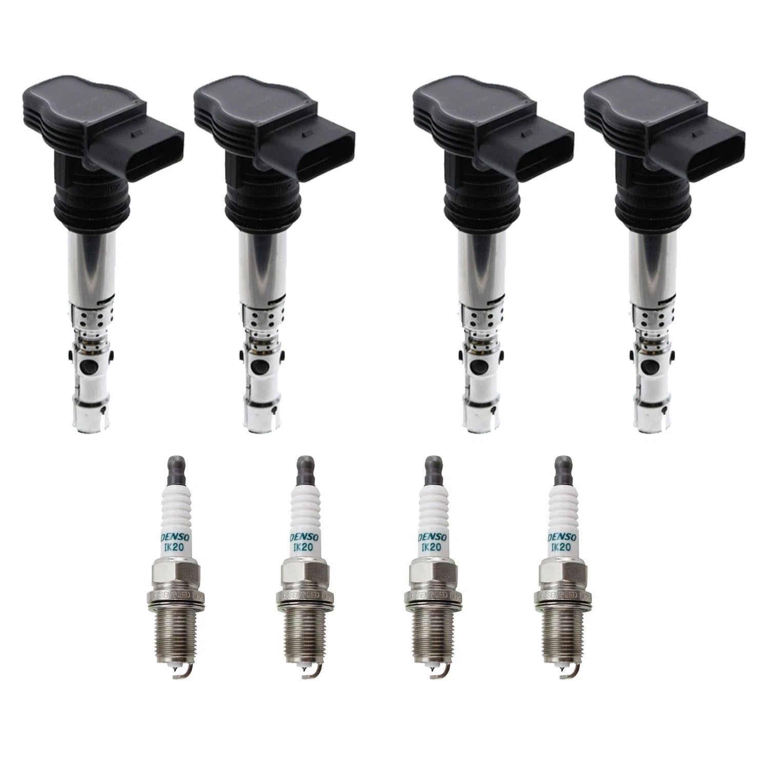 Set of 4 Ignition Coils & Denso Iridium Spark Plugs for Golf Jetta TT A4 (2000–2006)