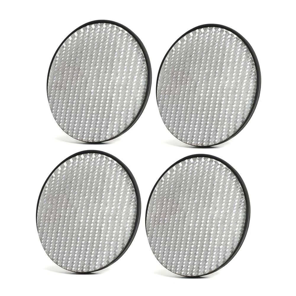 Set of 4 Silver Carbon Fiber Cup Holder Pads Non-Slip Mat