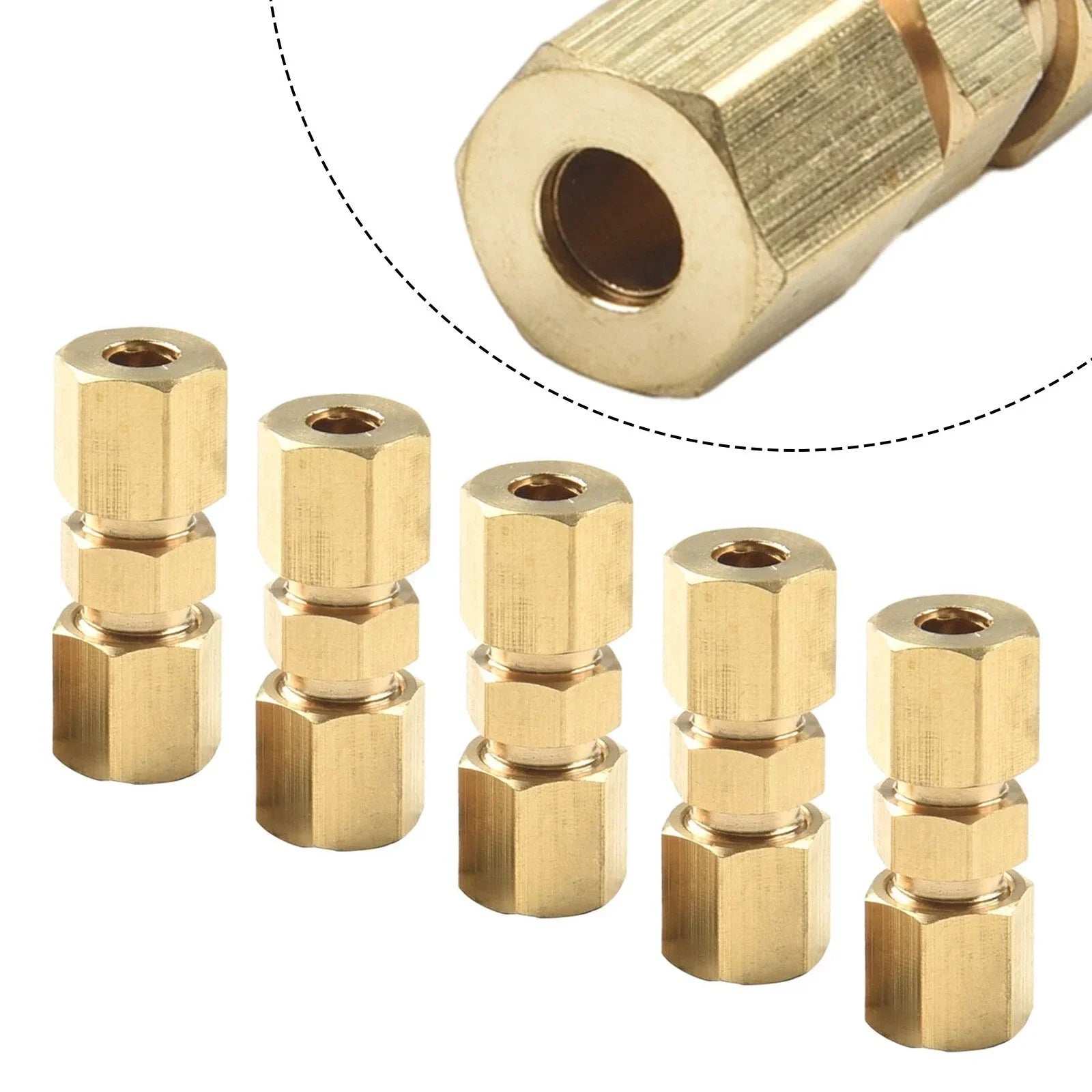 3/16 Inch Brass Inverted Flare Union Compression Fitting, 5 x Set for Vehicle