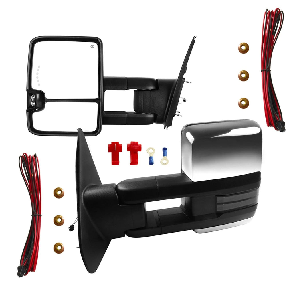 Tow Side Mirrors L+R Chrome Power Heated Turn Signals for Toyota Tundra (2007–2015)