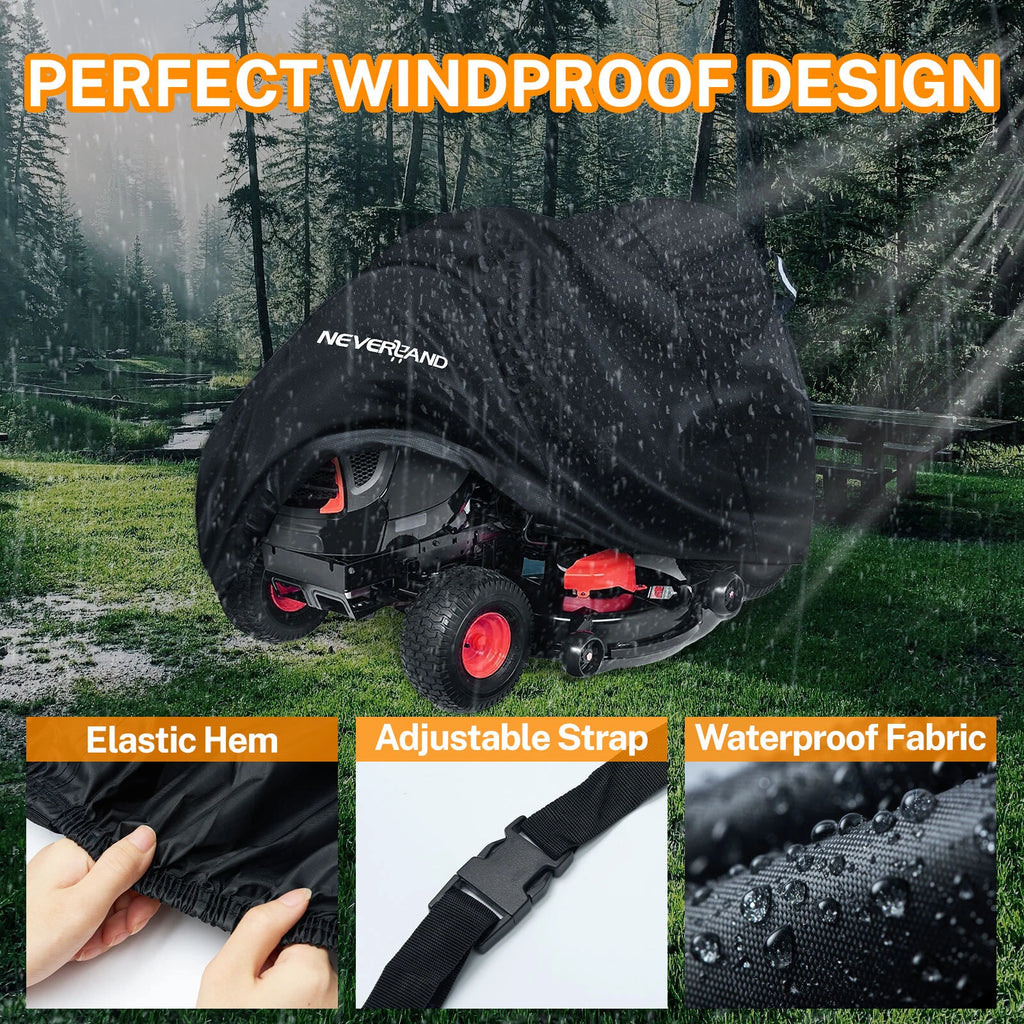 72" Waterproof Heavy Duty Riding Lawn Mower Tractor Cover for Outdoor Storage