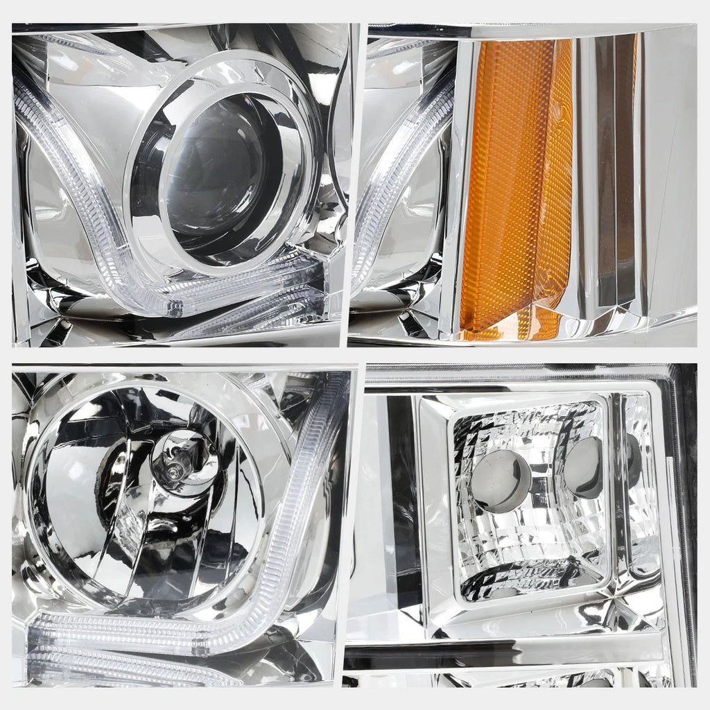 LED Halo DRL Projector Headlights for GMC Sierra 1500-3500 (2007–2014)