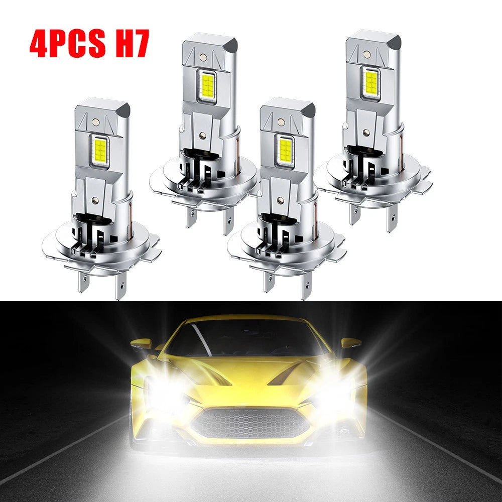 4X H7 LED Headlight Bulb Kit for High Low Beam (60000LM 6500K)