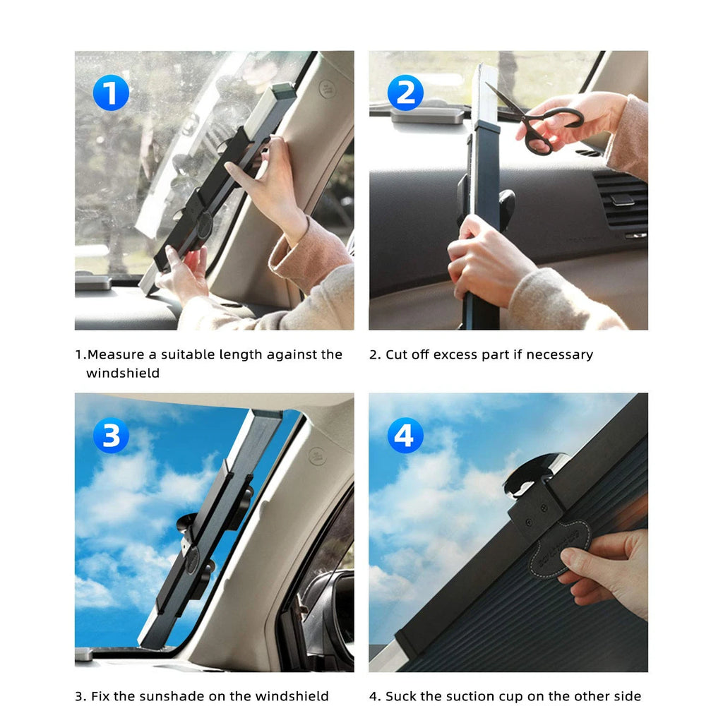 Retractable Windshield Sun Shade for Car (Universal Fit)