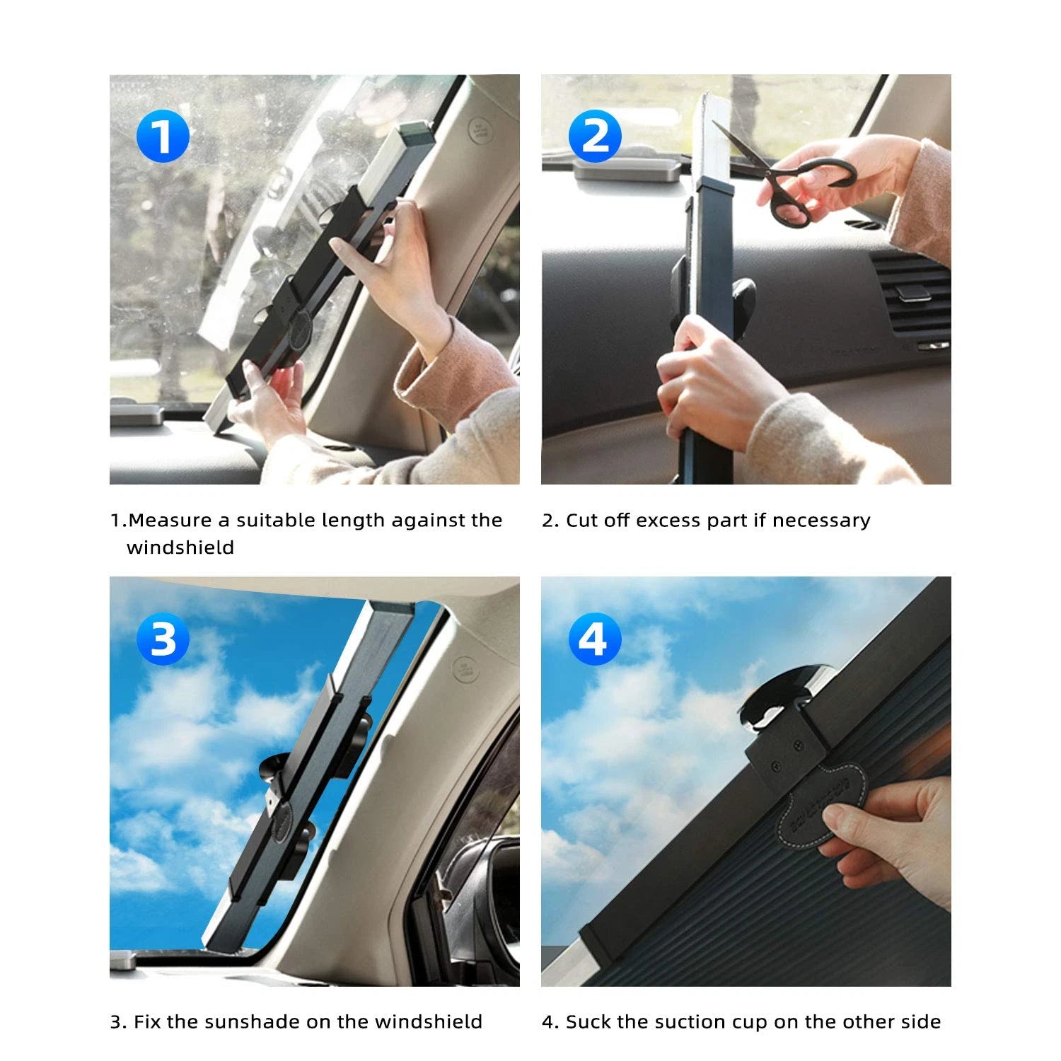 Retractable Windshield Sun Shade for Car (Universal Fit)