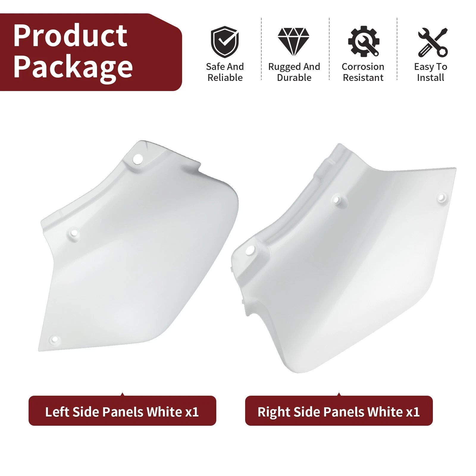 Side Panels Set of 2 for Honda XR400R XR250R (1996–2004) White Covers