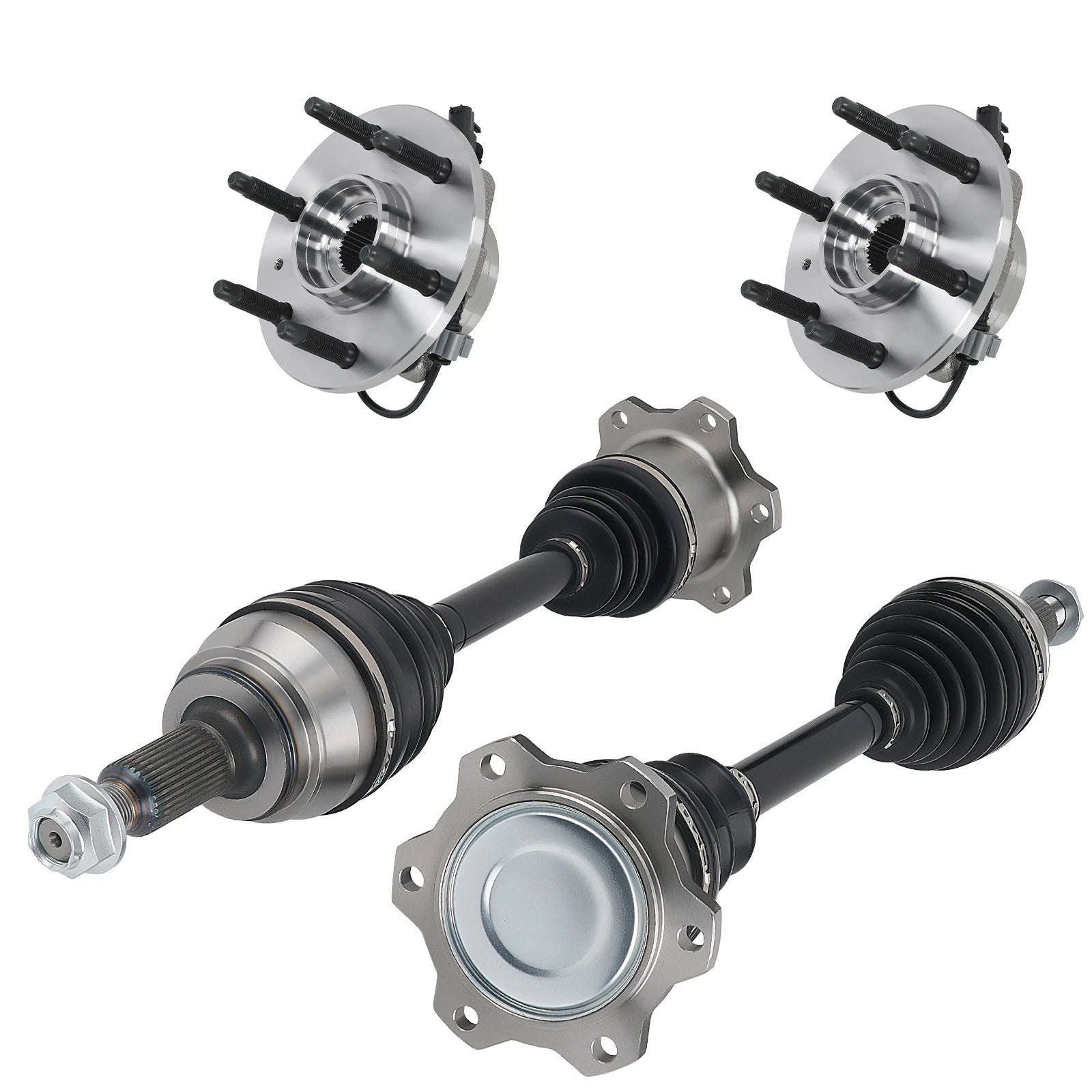 Set of 2 Front CV Axles & Wheel Hub Bearings for GMC Sierra, Chevrolet Silverado 1500