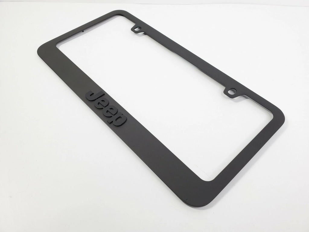 Matte Black Premium License Plate Frame with Script Emblem for Jeep (2007–2025)