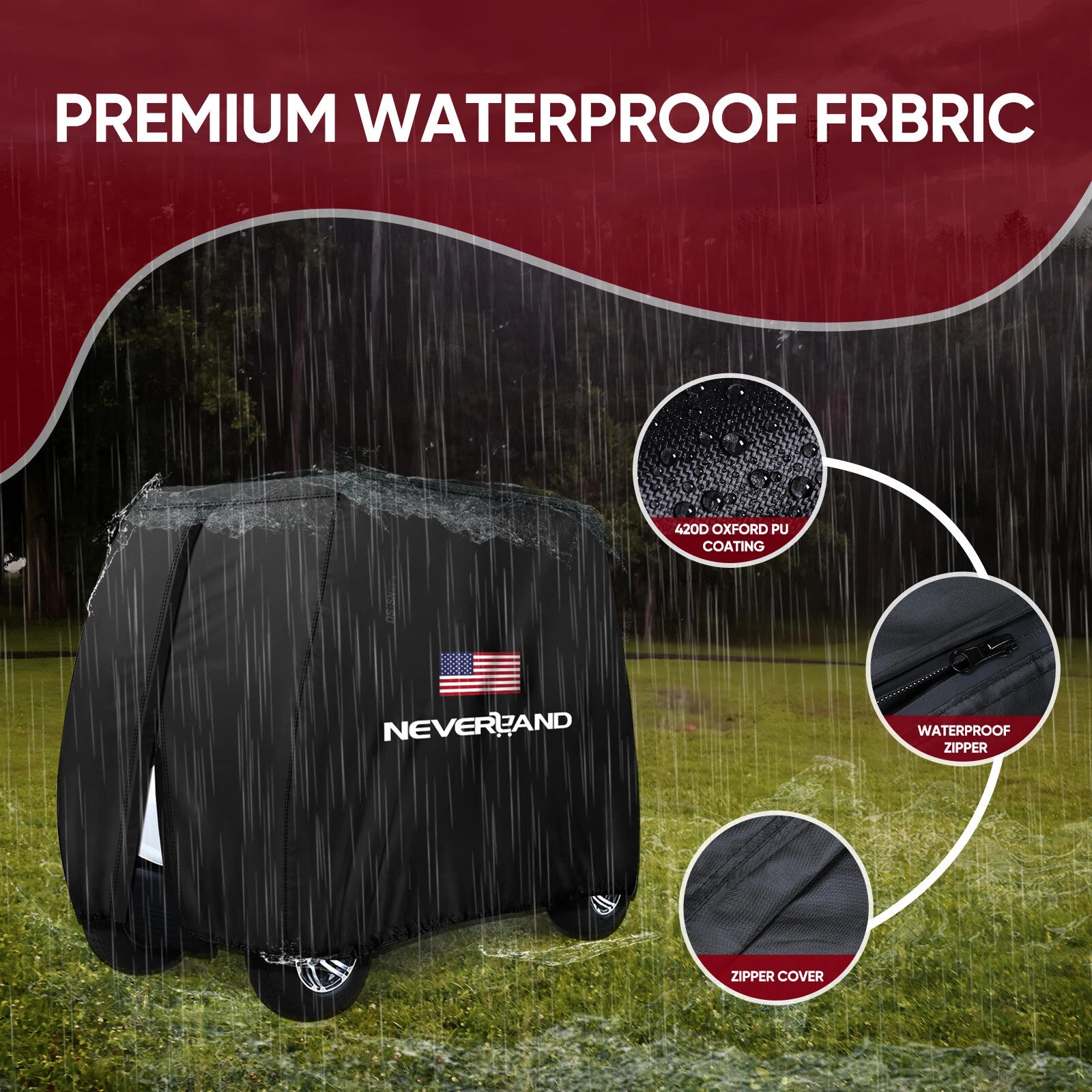 Waterproof Golf Cart Cover for Yamaha EZGO Club Car (4 Passenger)