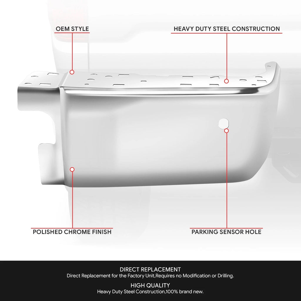 Right Side Chrome Rear Bumper End Cap for Toyota Tundra (2014–2021)