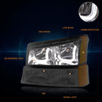 J-Halo LED DRL Headlights for Chevy Silverado/Avalanche (2003–2006) Smoked Amber