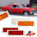 Set of 4 Amber Front & Red Rear Bumper Side Marker Lights for Chevy Nova (1970–1974)