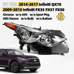 HID Headlight for Infiniti FX35 FX37 QX70 (2009–2017) W/o AFS & Bulb & Ballast Right