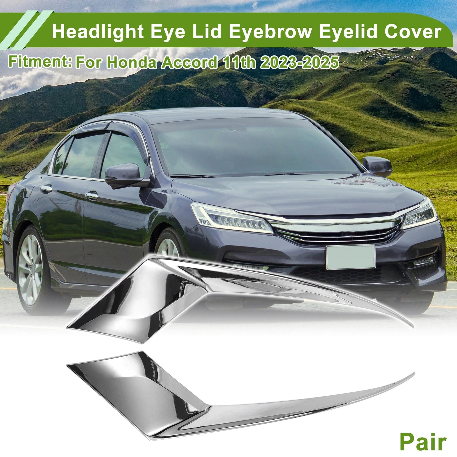Headlight Eyebrow Eyelid Cover for Honda Accord (2023–2025) Silver Tone