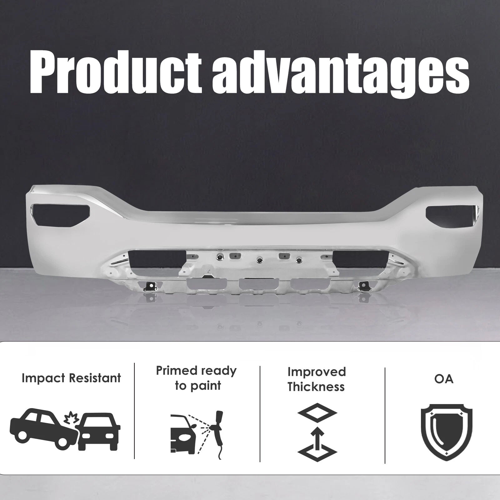 Chrome Steel Front Bumper Face Bar for GMC Sierra 1500 (2016–2018)