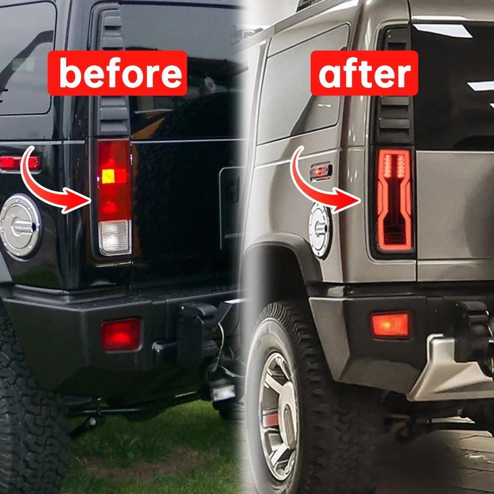2X Smoke LED Tail Brake Turn Signal Lights for Hummer H2 (2003–2009)