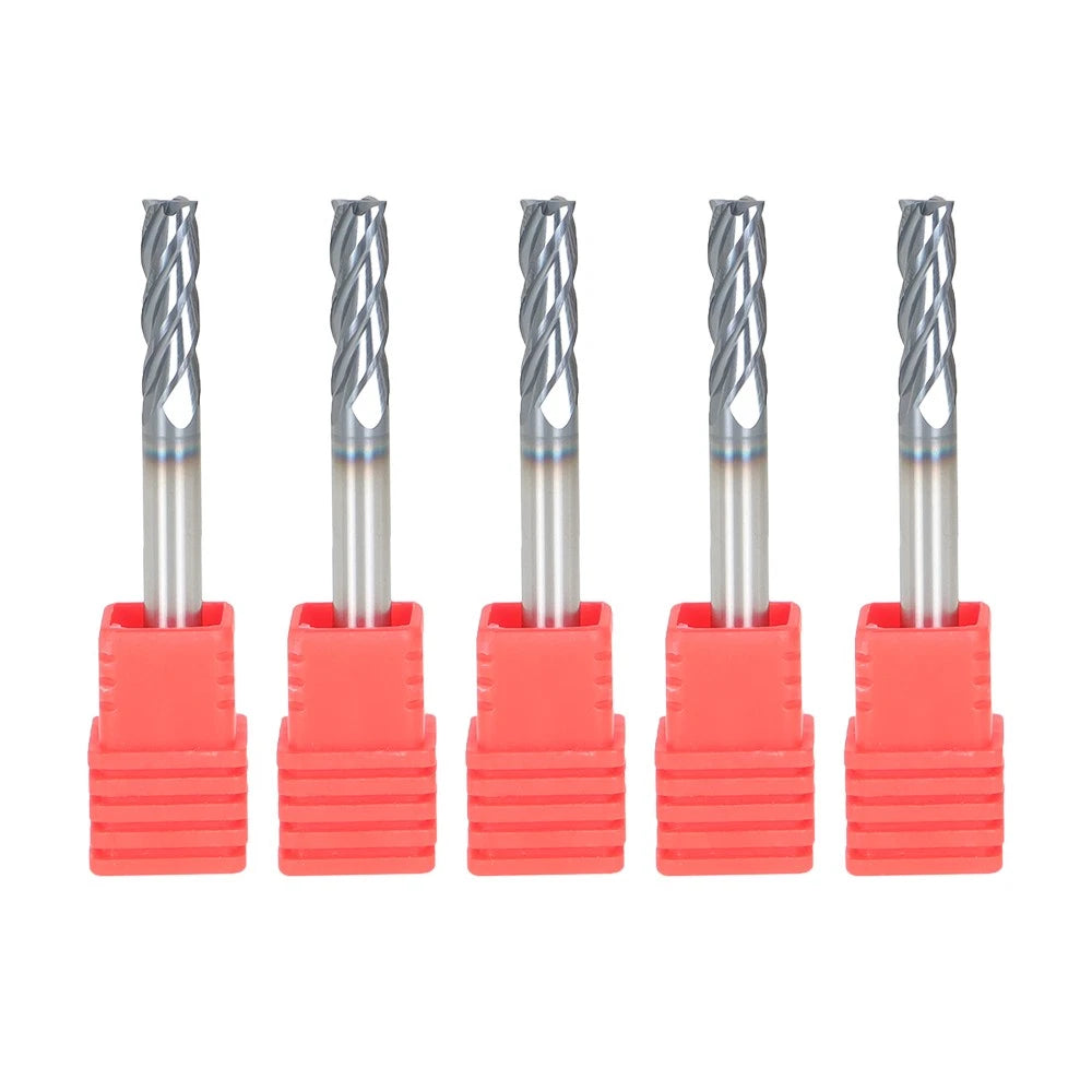 Set of 5 Carbide End Mills for Various Applications (2" Length)