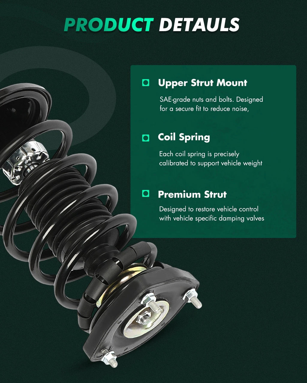 2X Complete Shocks Struts & Coil Spring Set for Hyundai Tiburon (2003–2008)