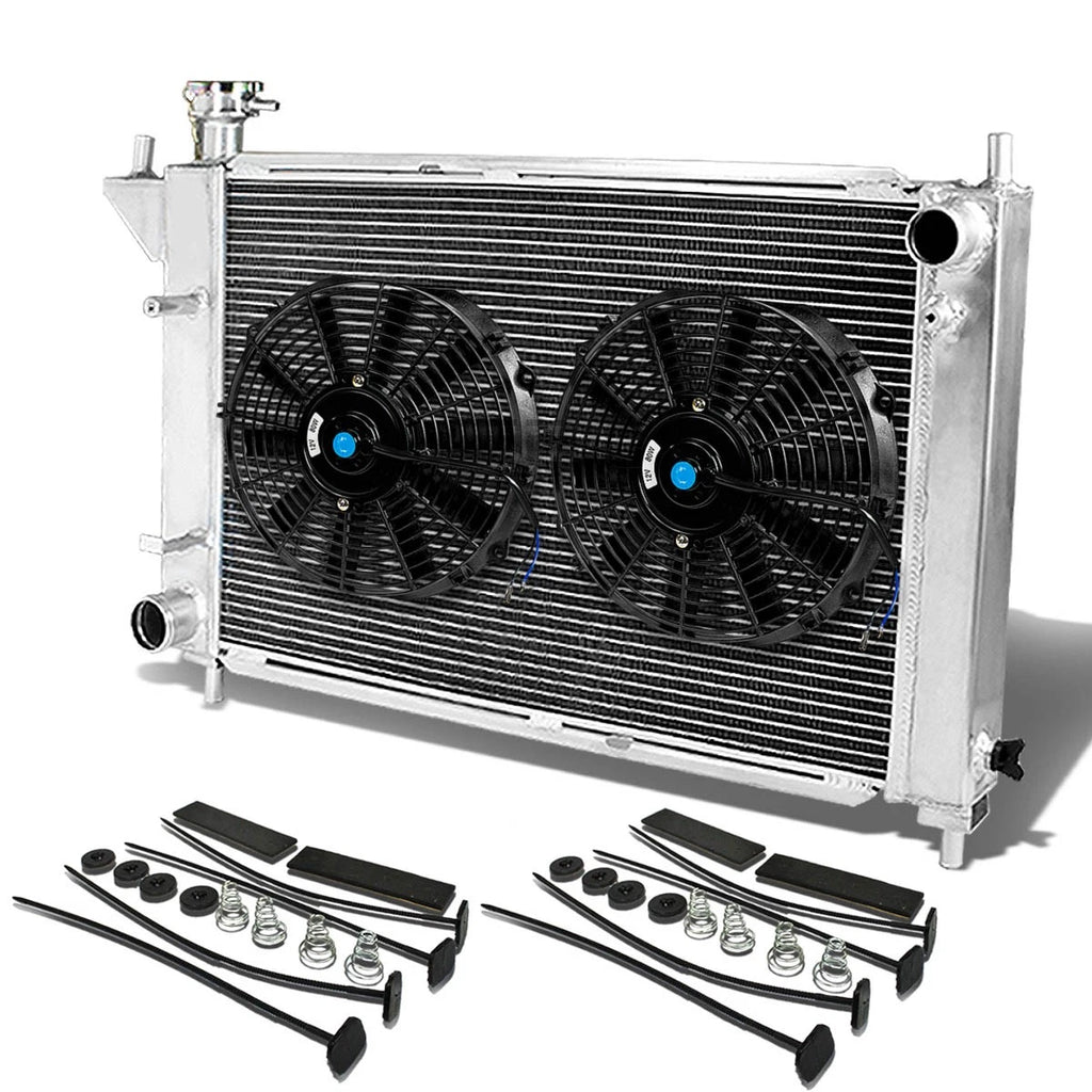 3 Row Aluminum Radiator + 10" Black Fans for Ford Mustang (1994–1995)
