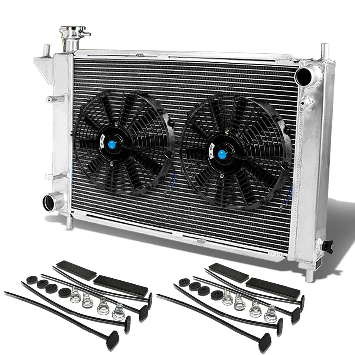 3 Row Aluminum Radiator + 10" Black Fans for Ford Mustang (1994–1995)
