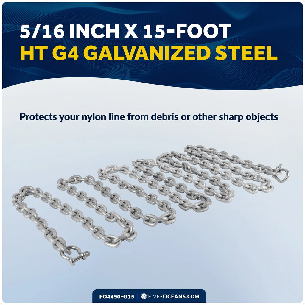 5/16" x 15' Lead Chain with Shackles for Boat Anchor (HTG4)