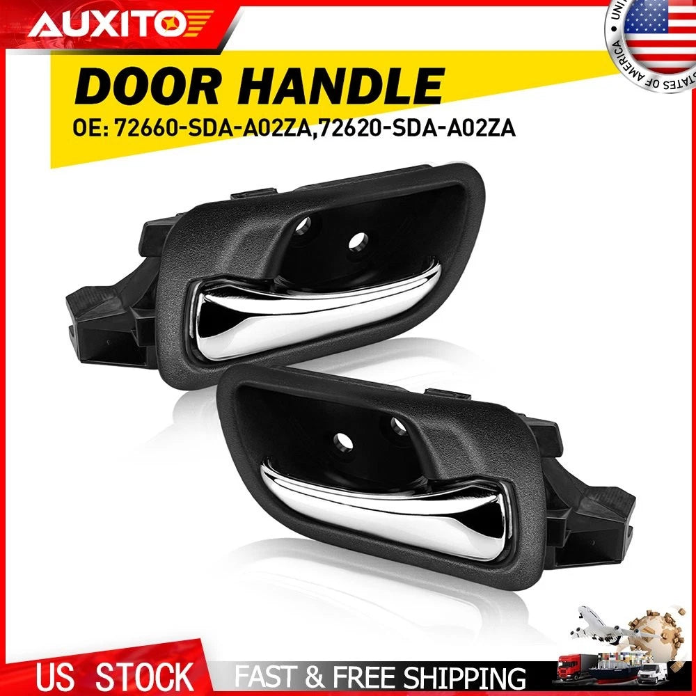 Set of 2 Interior Door Handles for Honda Accord (2003–2007) Chrome Black