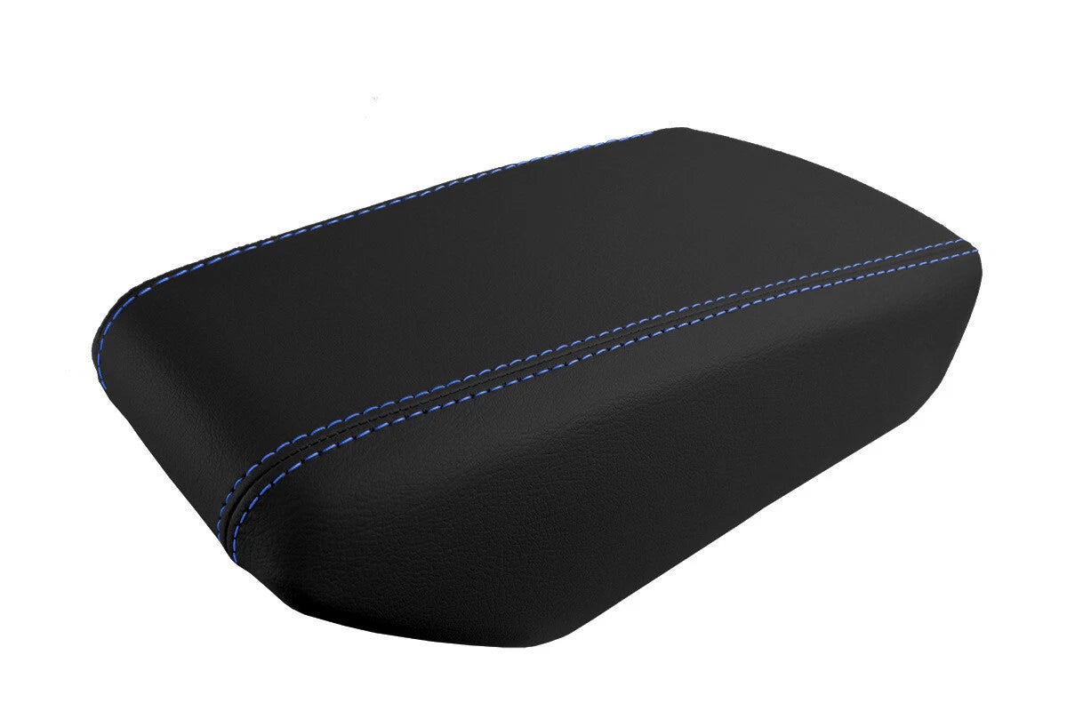 Leather Console Lid Armrest Cover for Nissan Maxima (2016–2021) Blue Stitch