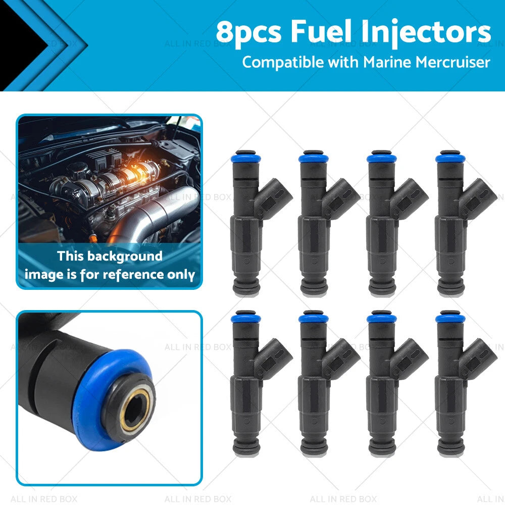 8X Fuel Injectors for Mercruiser Chevrolet V8 MPI (4.3, 5.0, 5.7, 350 Mag)