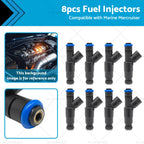 8X Fuel Injectors for Mercruiser Chevrolet V8 MPI (4.3, 5.0, 5.7, 350 Mag)