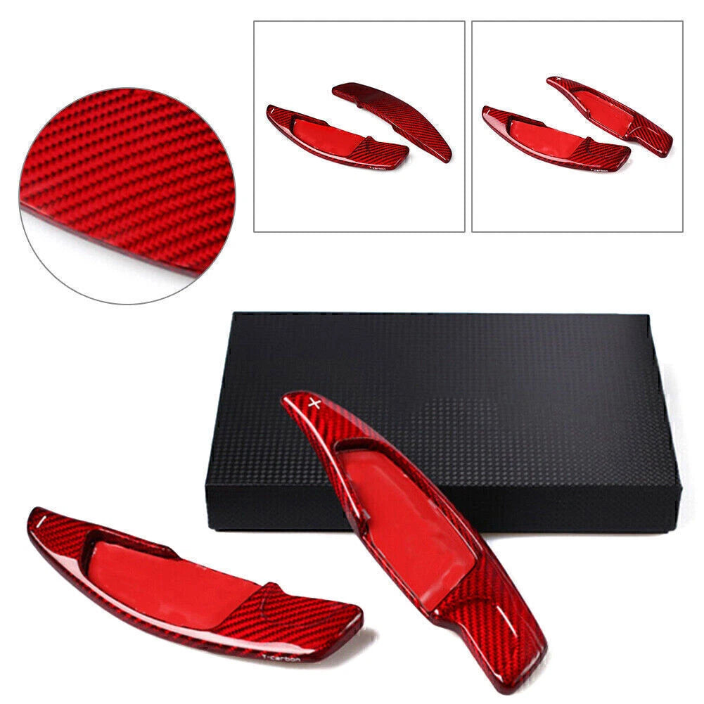 Red Carbon Fiber Steering Wheel Shift Paddle Extensions for BMW 5/7 Series