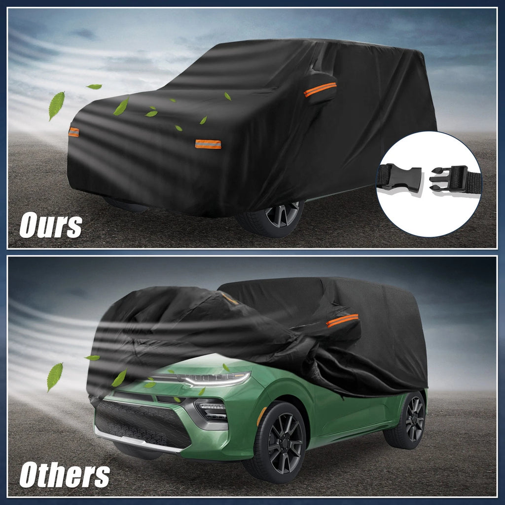 Waterproof Car Cover for Kia Soul (2009–2024) 210D-PU Oxford with Zipper Black
