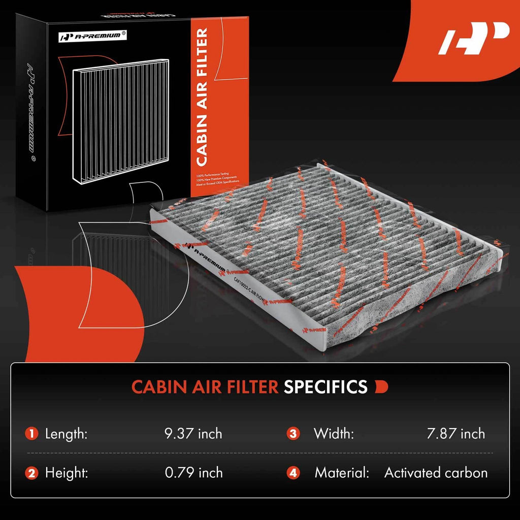 2X Activated Carbon Cabin Air Filter for Jeep Gladiator Wrangler (2020–2023)