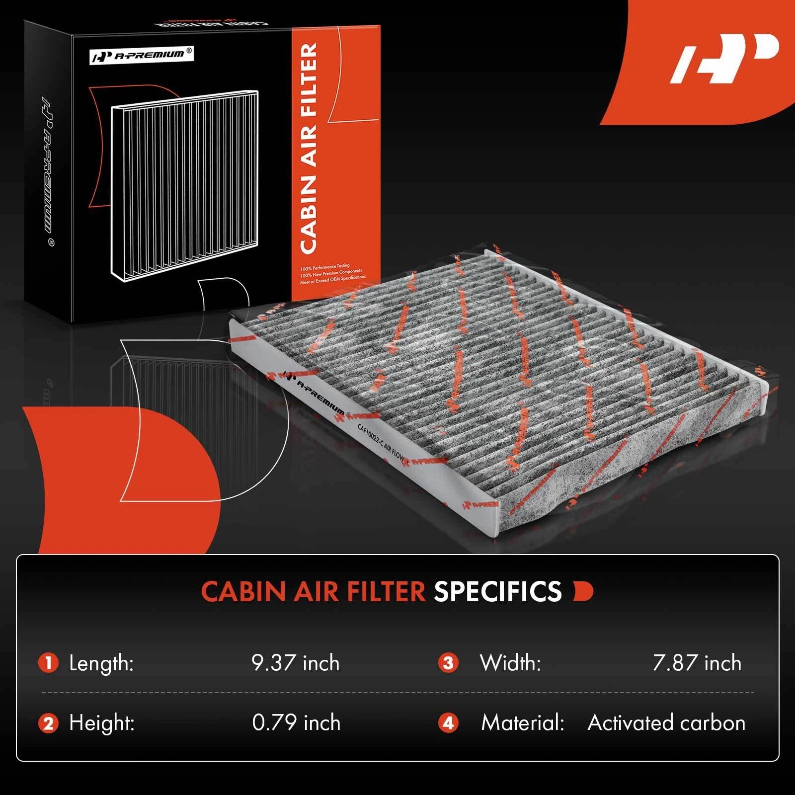 2X Activated Carbon Cabin Air Filter for Jeep Gladiator Wrangler (2020–2023)