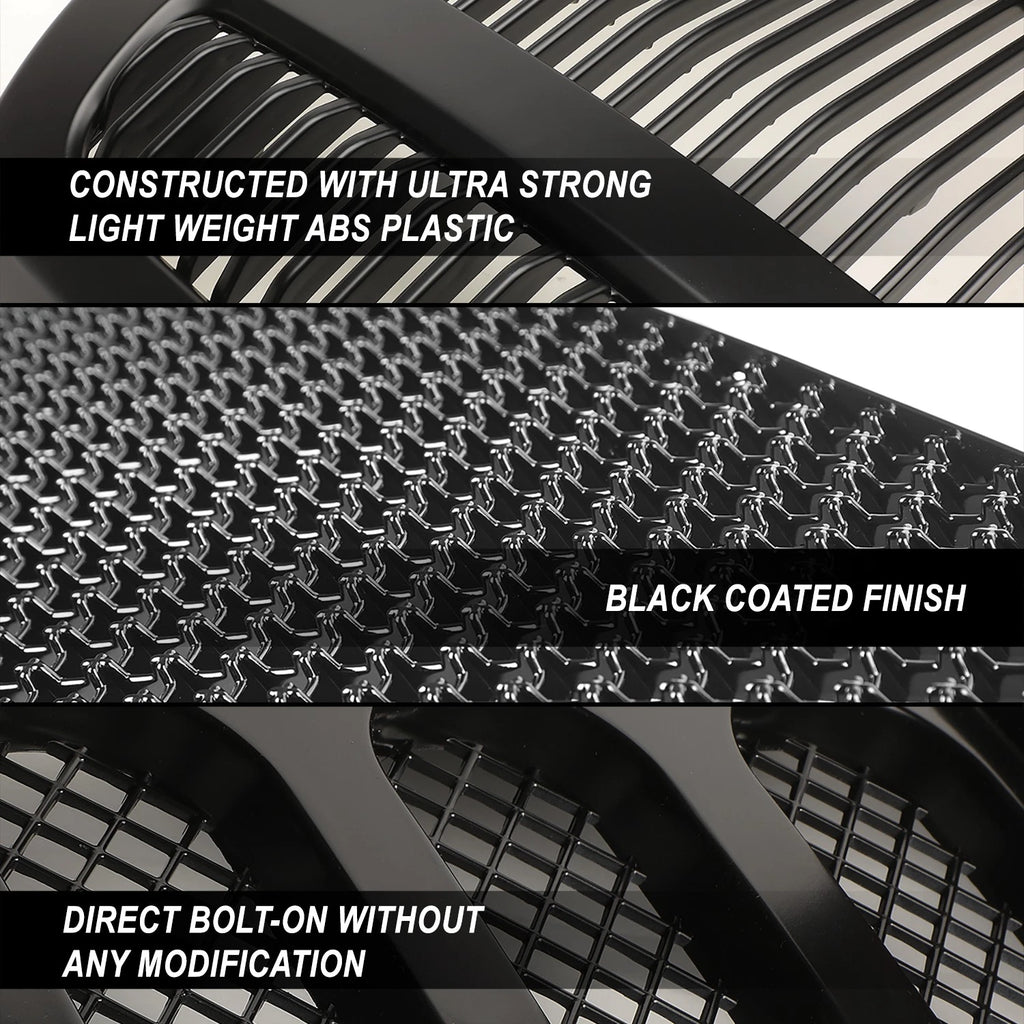 Glossy Vertical Slat Front Hood Bumper Grille for Chevy Silverado 1500 (2014–2015)