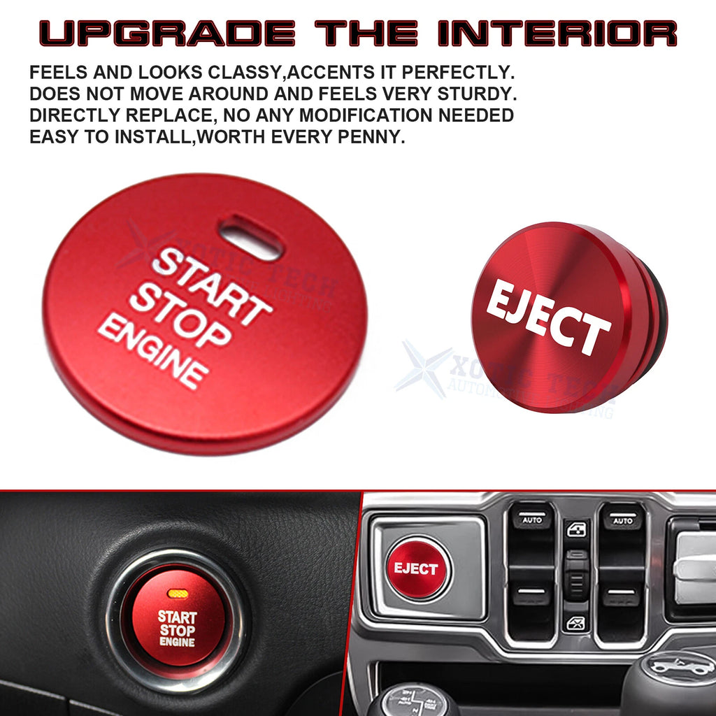 Red Alloy Engine Start + Cigarette Lighter Button Trim for Mazda 3 6 CX-3 (2014-2021)