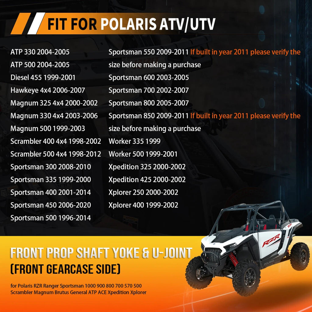 Front Prop Shaft Yoke & U-Joint Kit for Polaris Sportsman 500 (1996–2014)